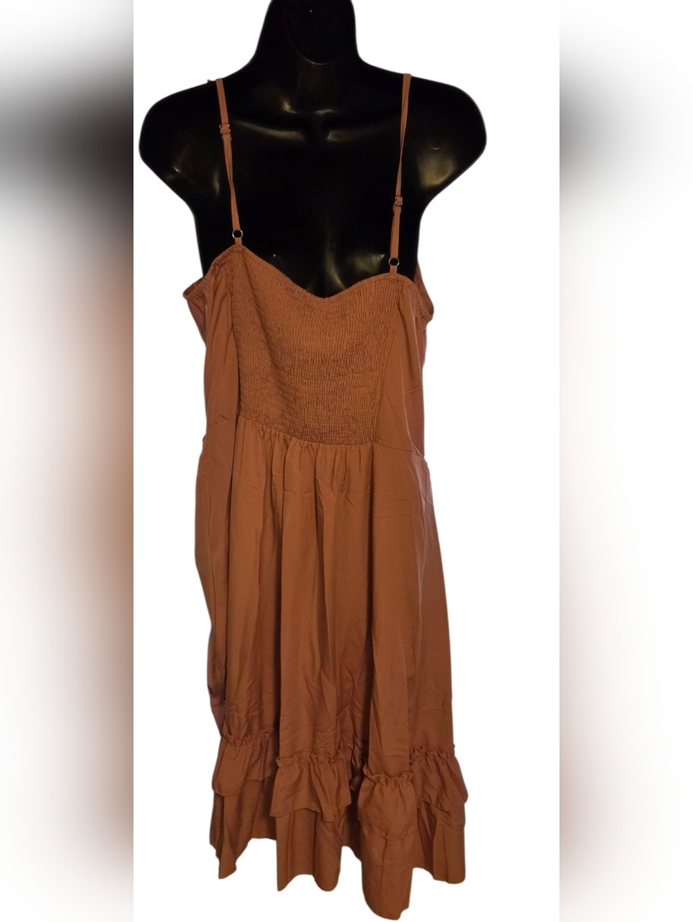 Ruffled Chest & Smocked Waist Midi Dress in Pink - Picture 2 of 9